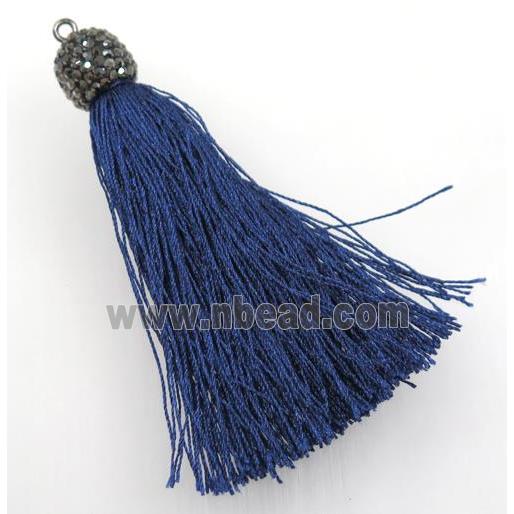 darkblue nylon tassel pave rhinestone