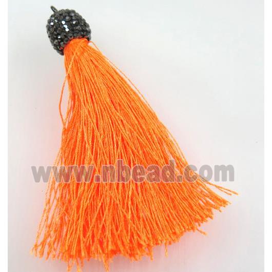 orange nylon tassel pave rhinestone