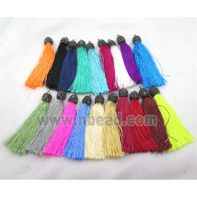 nylon tassel pave rhinestone, mix color