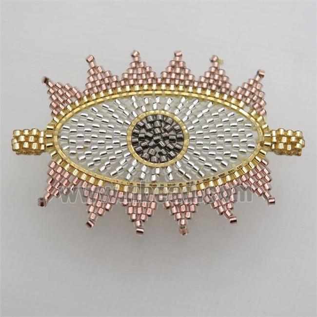 Handcraft eye connector with seed glass beads