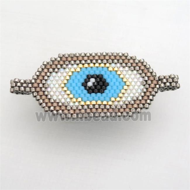 Handcraft eye connector with seed glass beads