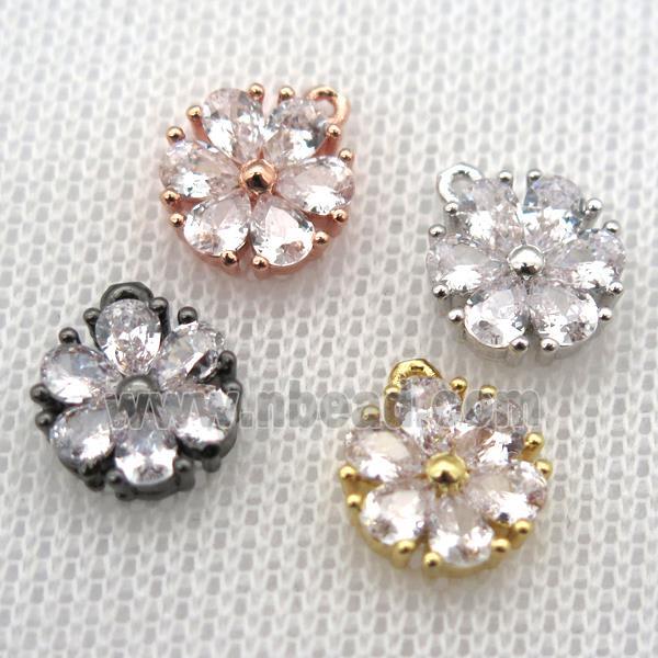 copper flower pendant paved zircon, mix color