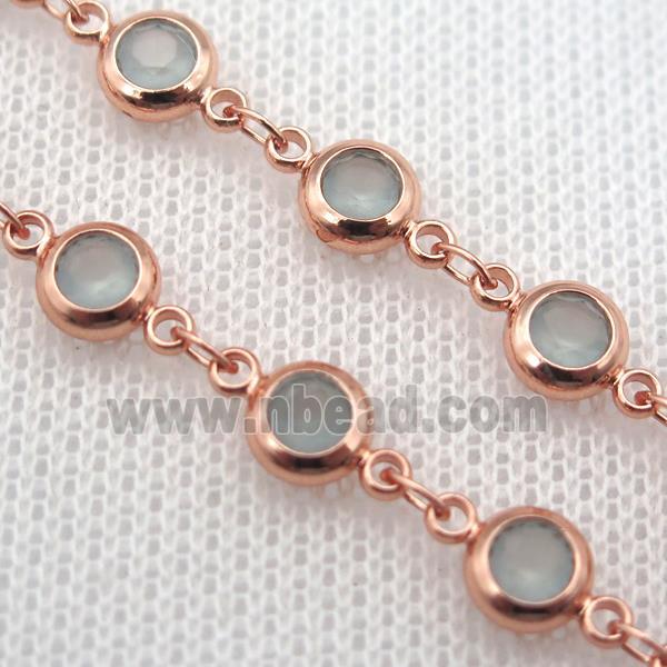 lt.green Zircon Chain, copper, rose gold
