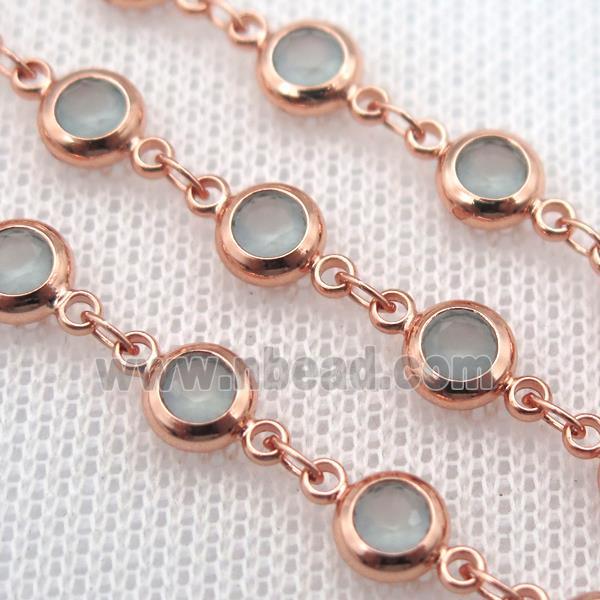 lt.green Zircon Chain, copper, rose gold
