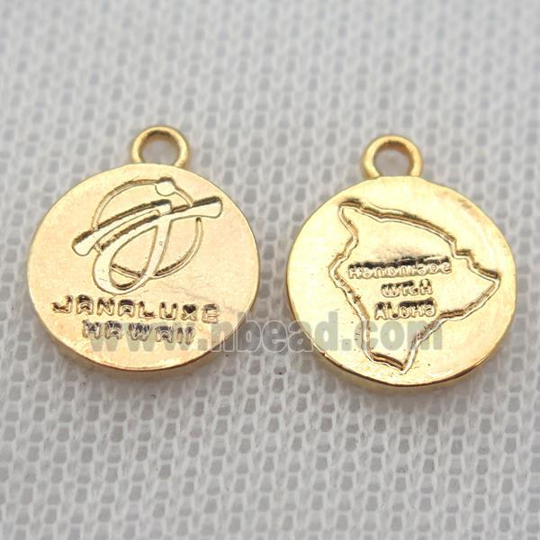 copper circle pendant, gold plated