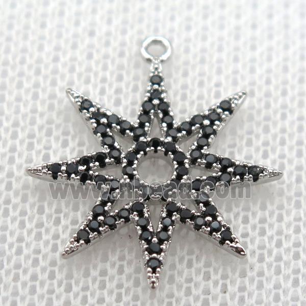 copper star pendant paved zircon, platinum plated