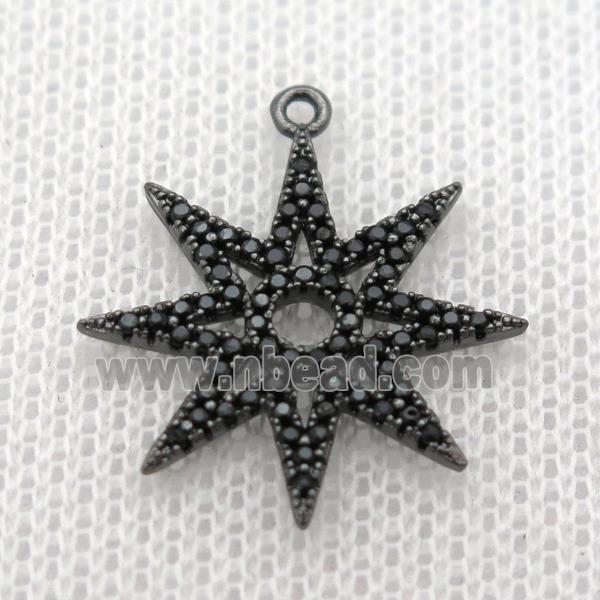 copper star pendant paved zircon, black plated