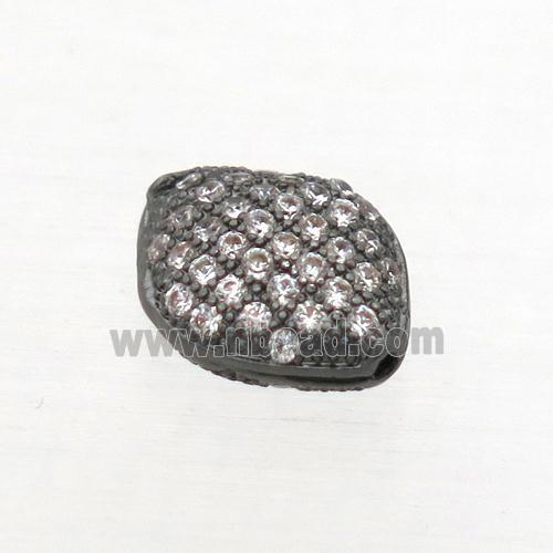 copper oval beads paved zircon, black plated