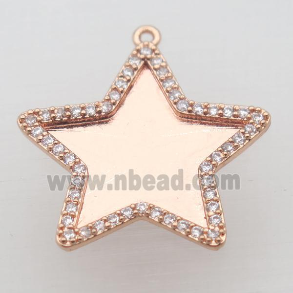 copper star pendant paved zircon, rose gold