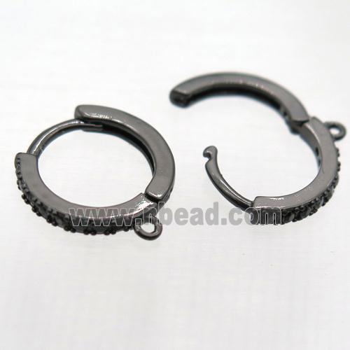 copper leaveback earring paved zircon, black plated