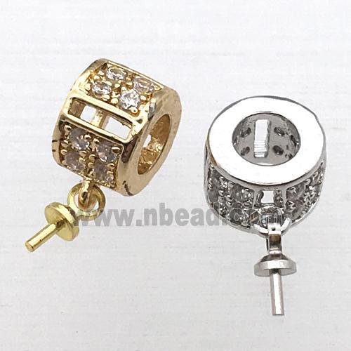 copper hanger bail pave zircon, mix color