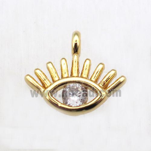 copper eye pendant pave zircon, gold plated