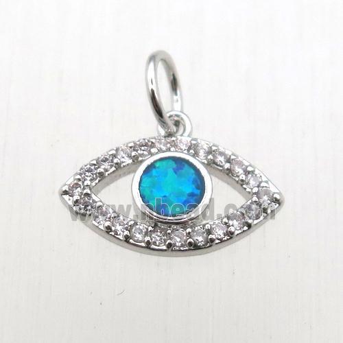 copper eye pendant pave zircon, platinum plated