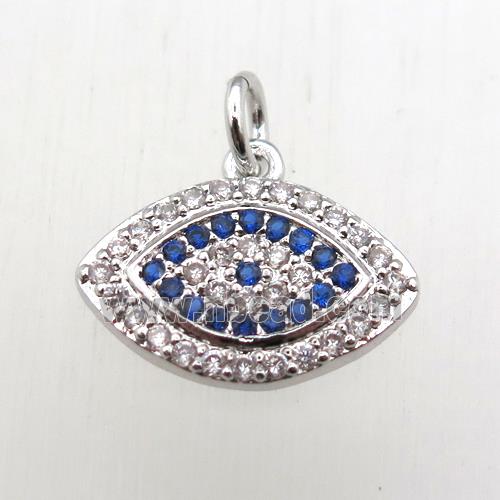 copper eye pendant pave zircon, platinum plated