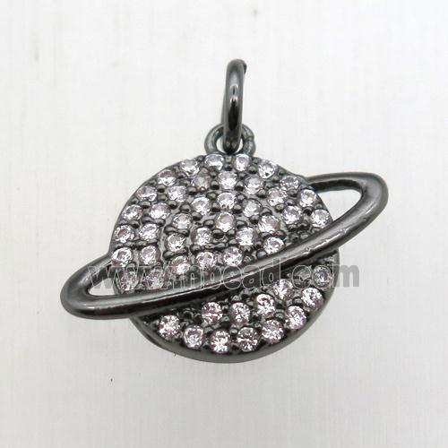 copper earth pendant pave zircon, black plated