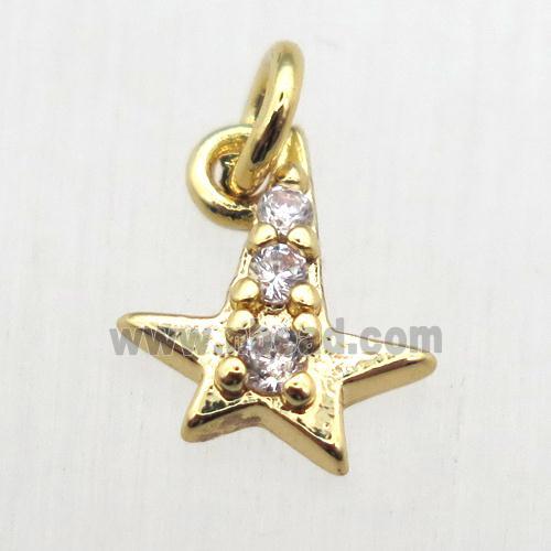 copper star pendant pave zircon, gold plated