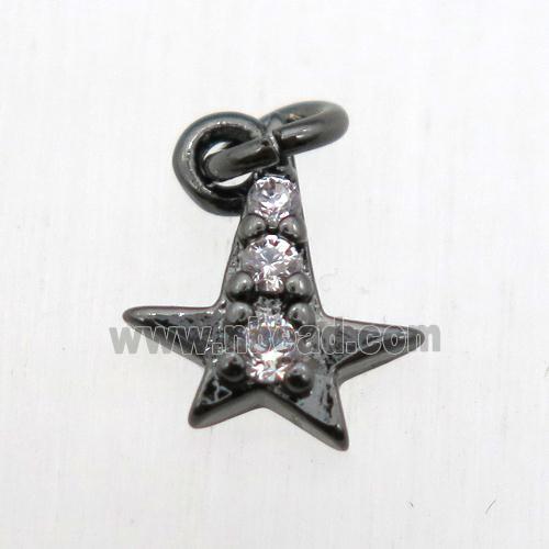 copper star pendant pave zircon, black plated