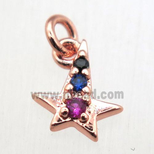 copper star pendant pave zircon, rose gold