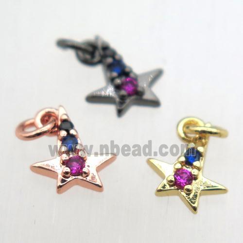 copper star pendant pave zircon, mixed color