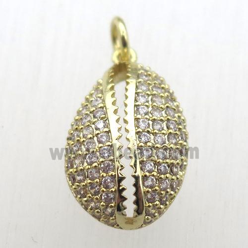 copper pendant pave zircon, gold plated