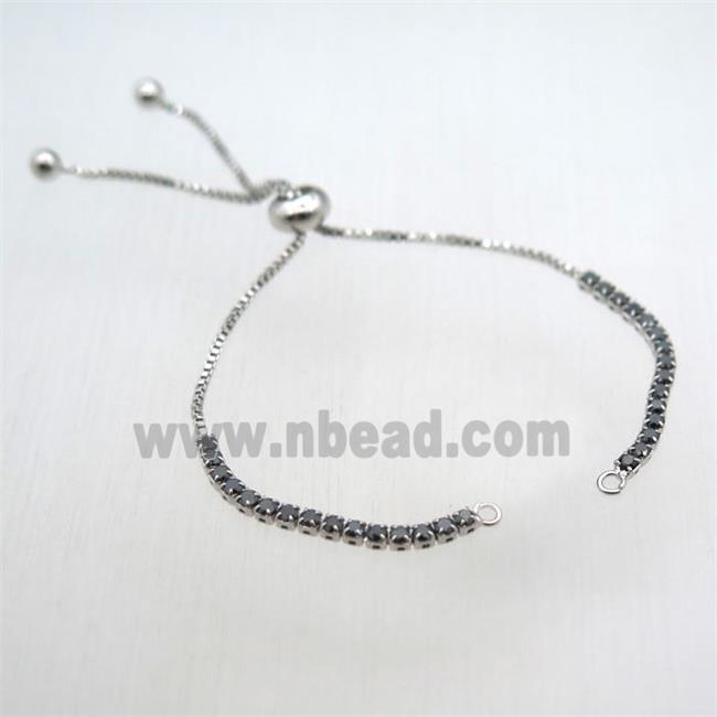 copper bracelet chain pave zircon, platinum plated