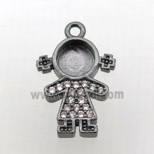copper kids pendant pave zircon, black plated