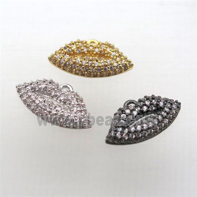 copper lip pendant pave zircon, mixed color