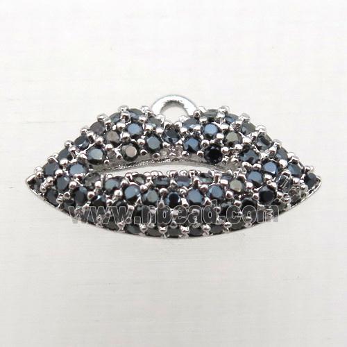 copper lip pendant pave zircon, platinum plated