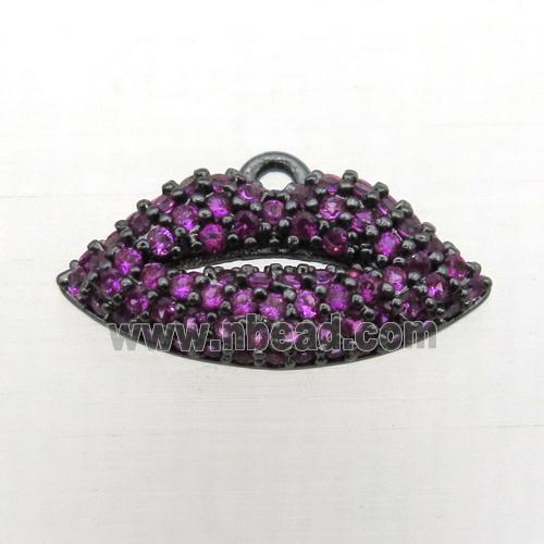 copper lip pendant pave zircon, black plated