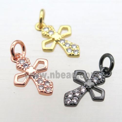 copper Cross pendant pave zircon, mixed color