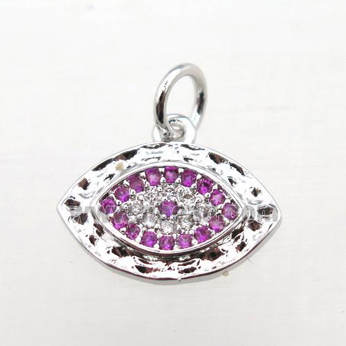 copper Eye pendant pave zircon, platinum plated