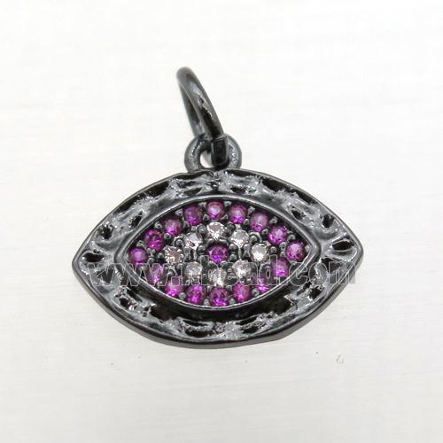 copper Eye pendant pave zircon, black plated