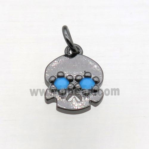 copper skull pendant pave zircon, black plated