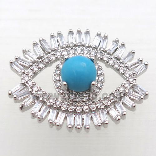 copper eye connector pave zircon, platinum plated
