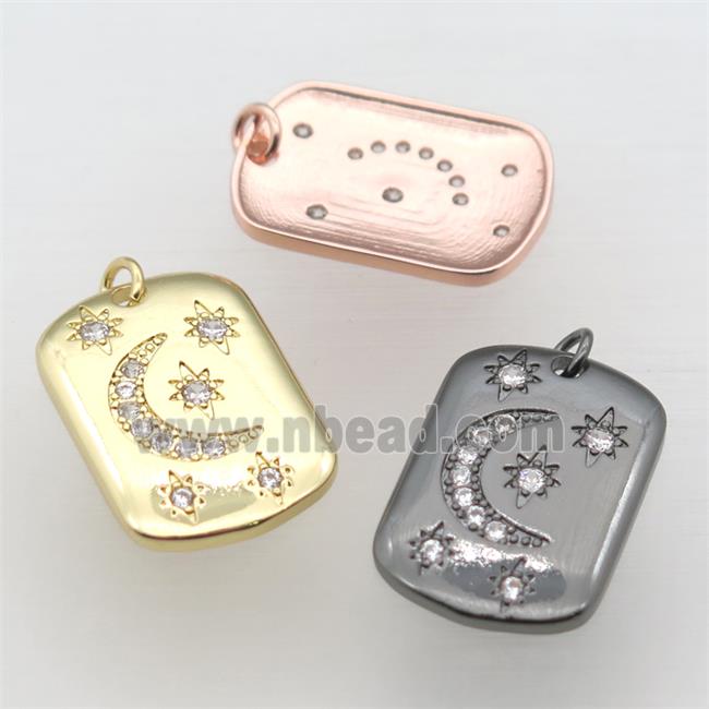 copper moon pendant pave zircon, mixed color