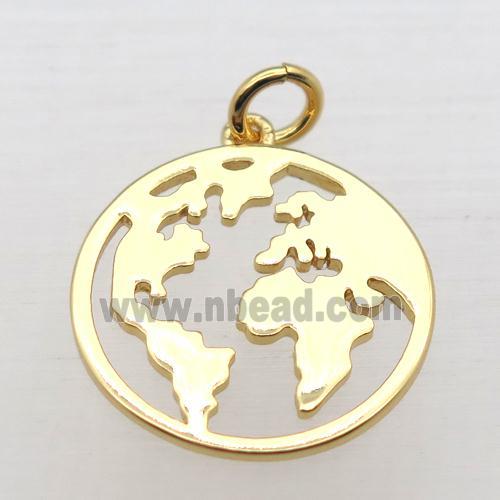 copper earth pendant, gold plated