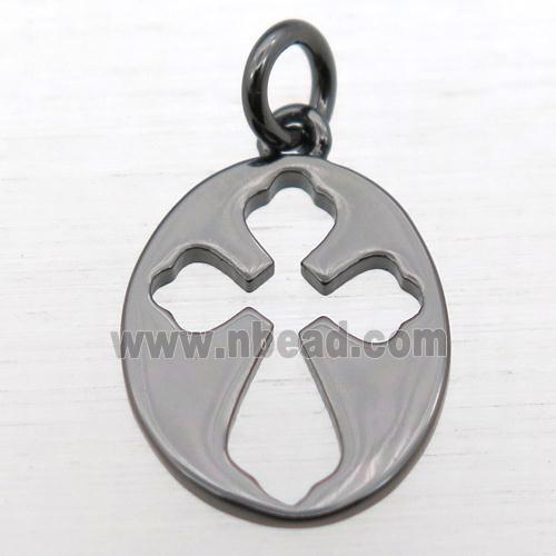 copper oval pendant, black plated