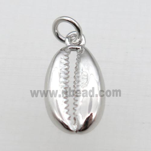 copper shell pendant, platinum plated