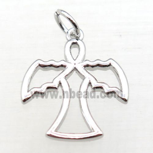 copper angel pendant, platinum plated