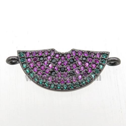 copper rainbow pendant paved zircon with 2loops, black plated