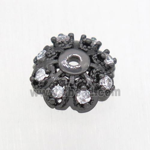 copper beadcap paved zircon, black plated