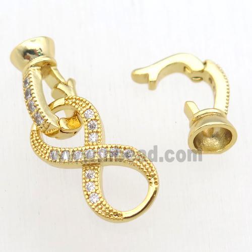 copper clasp paved zircon, gold plated