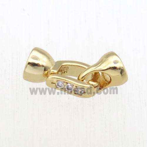 copper clasp paved zircon, gold plated