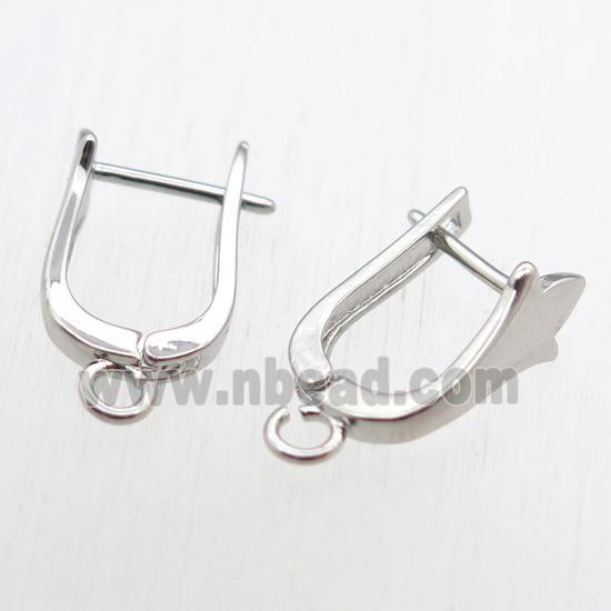 copper Latchback Earrings with loop, platinum plated