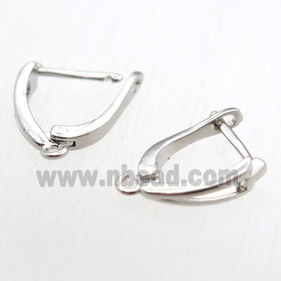 copper Latchback Earrings with loop, platinum plated