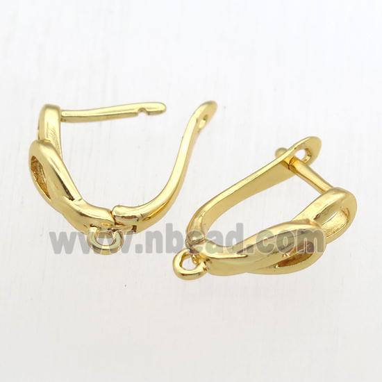 copper Latchback Earrings with loop, gold plated
