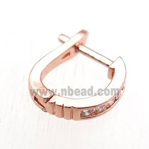 copper Latchback Earrings paved zircon, rose gold