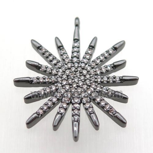 copper sun pendant paved zircon, black plated