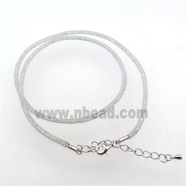 copper mesh nceklace chain with rhinestone, platinum plated