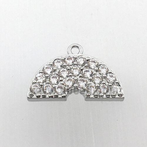 copper rainbow pendant pave zircon, platinum plated